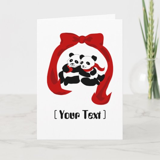 Panda Love Wenskaart Feestdagen Kaart (Voorkant)