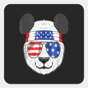 Panda Lover Amerikaanse Panda heeft bril Vierkante Sticker