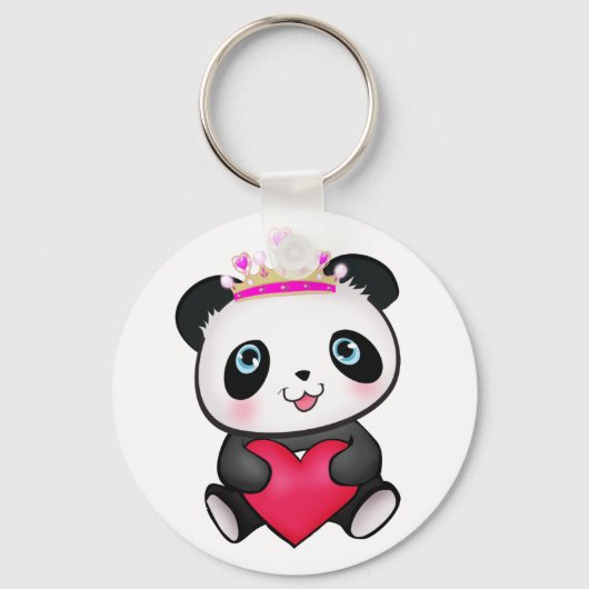 Panda Lover Fan Gift Valentijnsdag Heart Cadeau Sleutelhanger (Voorkant)