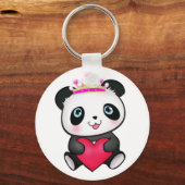 Panda Lover Fan Gift Valentijnsdag Heart Cadeau Sleutelhanger (Voorkant)