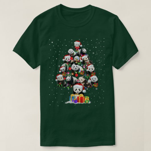 Panda Lover Xmas Panda Santa Hat Christmas Tree Li T-shirt (Design voorkant)