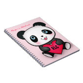 Panda Lovers Cute Notebook w/ Heart Personalized Notitieboek (Rechterzijde)