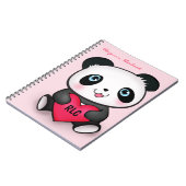 Panda Lovers Cute Notebook w/ Heart Personalized Notitieboek (Linkerzijde)
