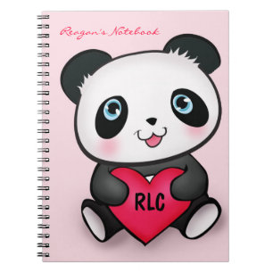 Panda Lovers Cute Notebook w/ Heart Personalized Notitieboek