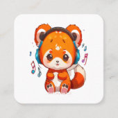 Panda Luisteren naar Kpop Music Vierkante Visitekaartje (Voorkant)