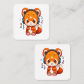 Panda Luisteren naar Kpop Music Vierkante Visitekaartje (Voorkant / Achterkant)