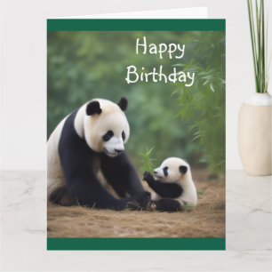 Panda Mama en Baby Verjaardag Kaart