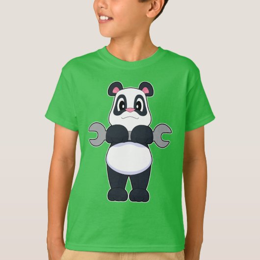 Panda Mechanic Wrench T-shirt (Voorkant)