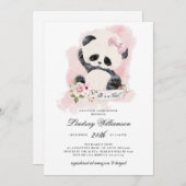 Panda Meisje Baby shower Kaart (Voorkant / Achterkant)
