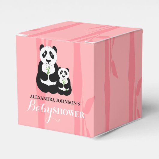 Panda meisje Baby shower roze Bedankdoosjes (Voorkant Zijde)