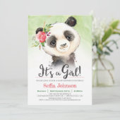 Panda Meisje Baby shower Uitnodiging (Staand voorkant)