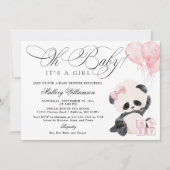 Panda Meisje Baby shower Uitnodiging (Voorkant)