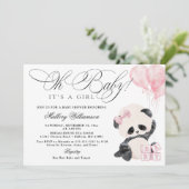 Panda Meisje Baby shower Uitnodiging (Staand voorkant)