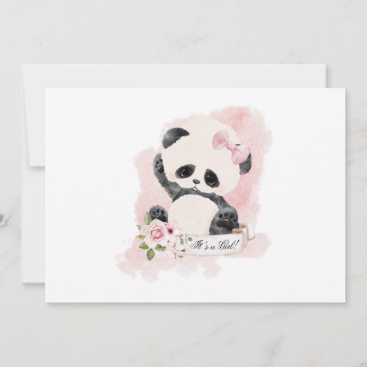 Panda Meisje Baby shower Uitnodiging (Achterkant)