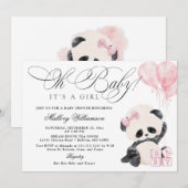 Panda Meisje Baby shower Uitnodiging (Voorkant / Achterkant)