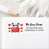 Panda-meisje met hartenValentijn Etiket (Insitu)