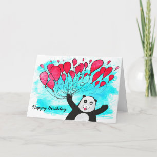 Panda met ballonnen verjaardagskaart kaart