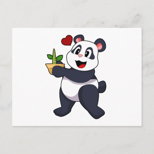 Panda met Bamboe Bloem Briefkaart (Voorkant)