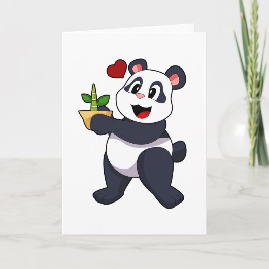 Panda met Bamboe Bloem Kaart (Voorkant)