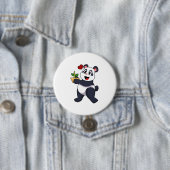 Panda met Bamboe Bloem Ronde Button 7,6 Cm (In situ)