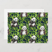 Panda met Bamboe Waterverf Patroon Briefkaart (Voorkant / Achterkant)