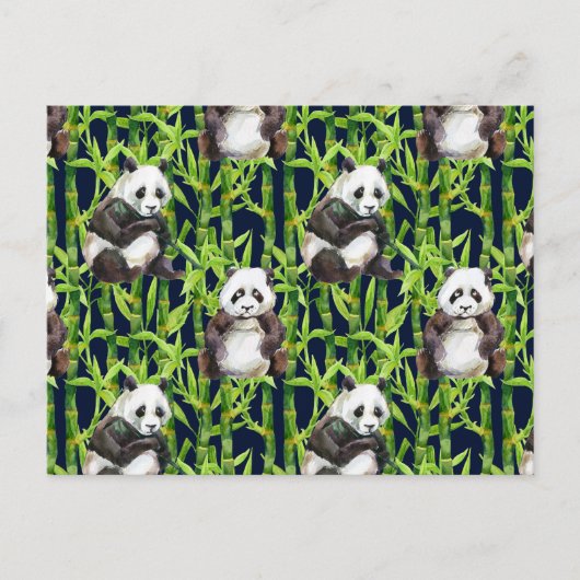 Panda met Bamboe Waterverf Patroon Briefkaart (Voorkant)