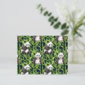 Panda met Bamboe Waterverf Patroon Briefkaart (Staand voorkant)