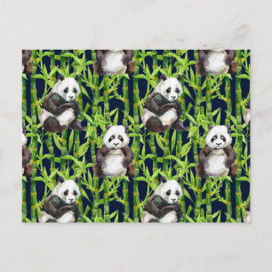 Panda met Bamboe Waterverf Patroon Briefkaart