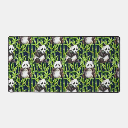 Panda met Bamboe Waterverf Patroon Bureaumat (Voorkant)
