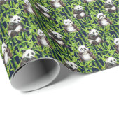 Panda met Bamboe Waterverf Patroon Cadeaupapier (Rol Hoek)
