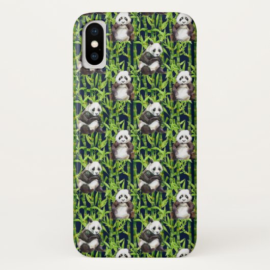 Panda met Bamboe Waterverf Patroon Case-Mate iPhone Case (Achterkant)