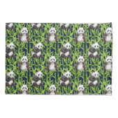 Panda met Bamboe Waterverf Patroon Kussensloop (Achterkant-Links)