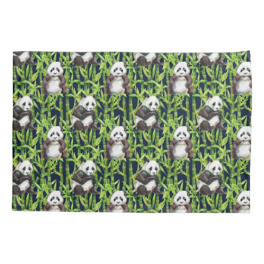 Panda met Bamboe Waterverf Patroon Kussensloop (Achterkant-Links)