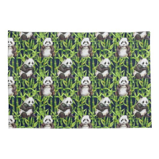 Panda met Bamboe Waterverf Patroon Kussensloop (Achterkant-Rechts)