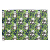 Panda met Bamboe Waterverf Patroon Kussensloop (Voorkant-Rechts)