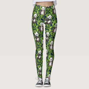 Panda met Bamboe Waterverf Patroon Leggings