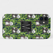 Panda met Bamboe Waterverf Patroon | Monogram Case-Mate iPhone Case (Achterkant (horizontaal))