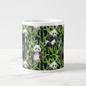 Panda met Bamboe Waterverf Patroon | Monogram Grote Koffiekop (Voorkant)