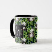Panda met Bamboe Waterverf Patroon | Monogram Mok (Voorkant links)
