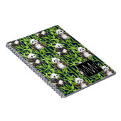 Panda met Bamboe Waterverf Patroon | Monogram Notitieboek (Rechterzijde)