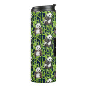 Panda met Bamboe Waterverf Patroon | Monogram Thermosbeker (Gedraaid links)