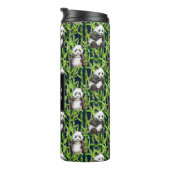 Panda met Bamboe Waterverf Patroon | Monogram Thermosbeker (Geroteerd rechts)