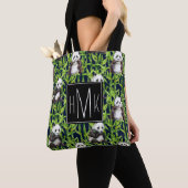 Panda met Bamboe Waterverf Patroon | Monogram Tote Bag (Dichtbij)