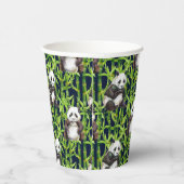 Panda met Bamboe Waterverf Patroon Papieren Bekers (Rechts)