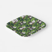 Panda met Bamboe Waterverf Patroon Papieren Bordje (Gebogen)