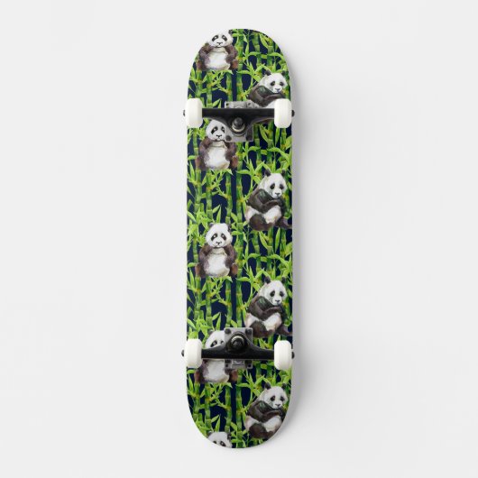 Panda met Bamboe Waterverf Patroon Persoonlijk Skateboard (Voorkant)