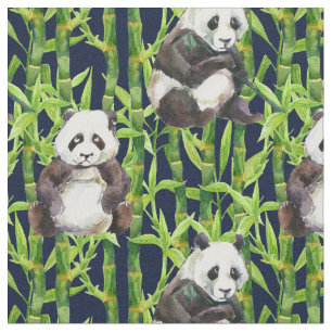 Panda met Bamboe Waterverf Patroon Stof