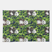 Panda met Bamboe Waterverf Patroon Theedoek (Horizontaal)