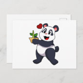 Panda met bamboebloem briefkaart (Voorkant / Achterkant)