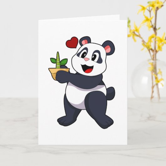 Panda met Bamboevloer Kaart (Gele Bloem)